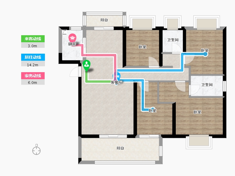 湖南省-岳阳市-福星·龙庭尚府-97.57-户型库-动静线