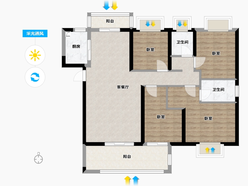 湖南省-岳阳市-福星·龙庭尚府-97.57-户型库-采光通风