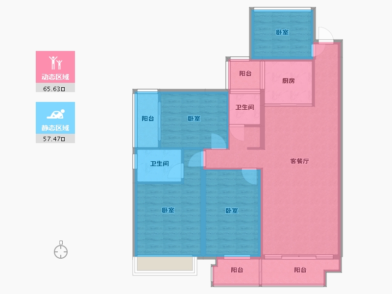 湖南省-怀化市-恒辉·今典广场-110.66-户型库-动静分区