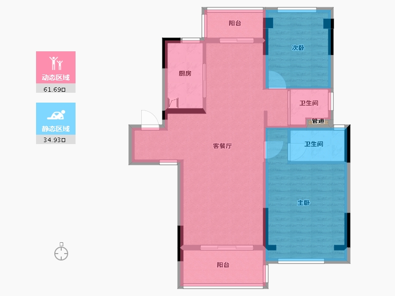 河南省-信阳市-碧桂园滨湖学府-86.51-户型库-动静分区