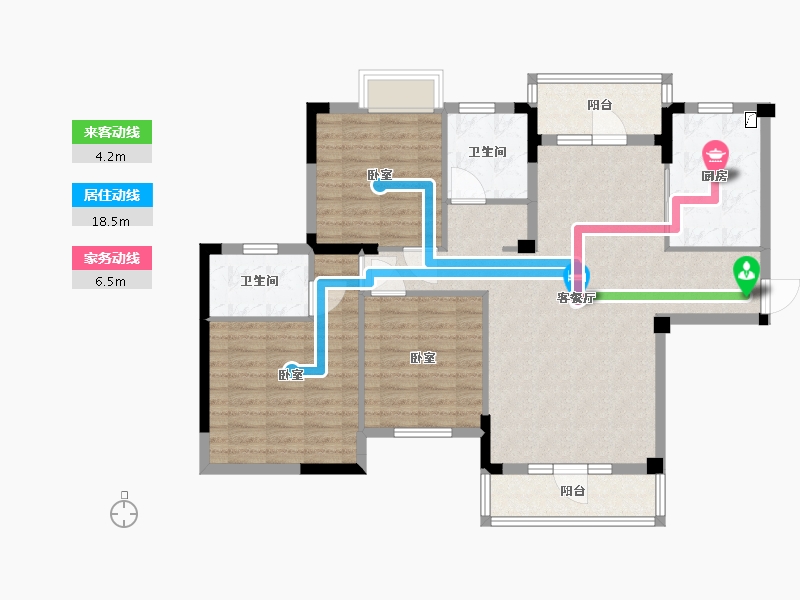 湖北省-武汉市-圣特立国际花园-105.46-户型库-动静线