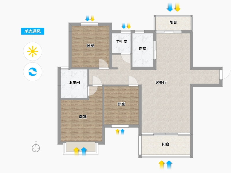 湖南省-常德市-六合清华圆-95.08-户型库-采光通风