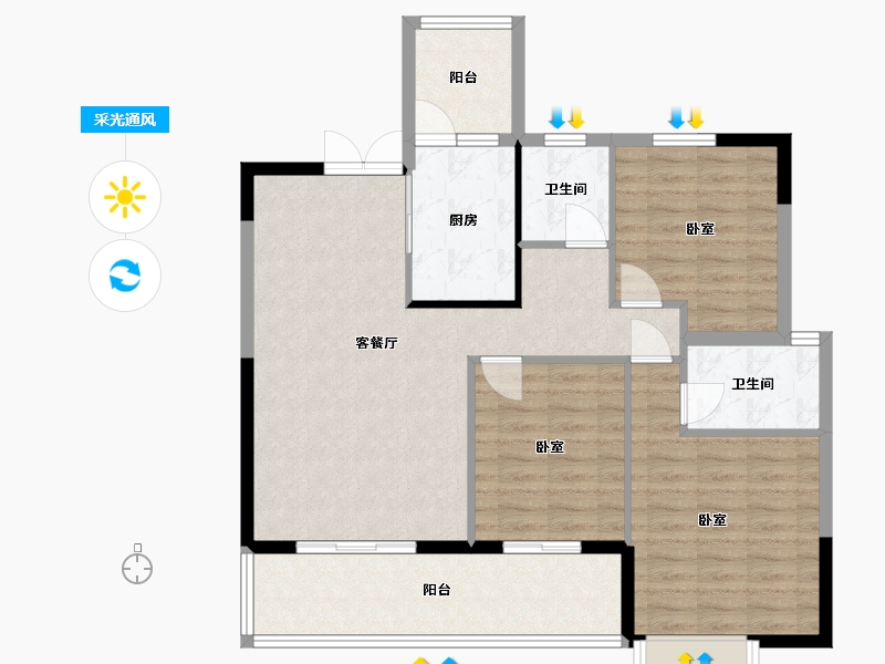 湖南省-郴州市-丽景华庭-96.67-户型库-采光通风