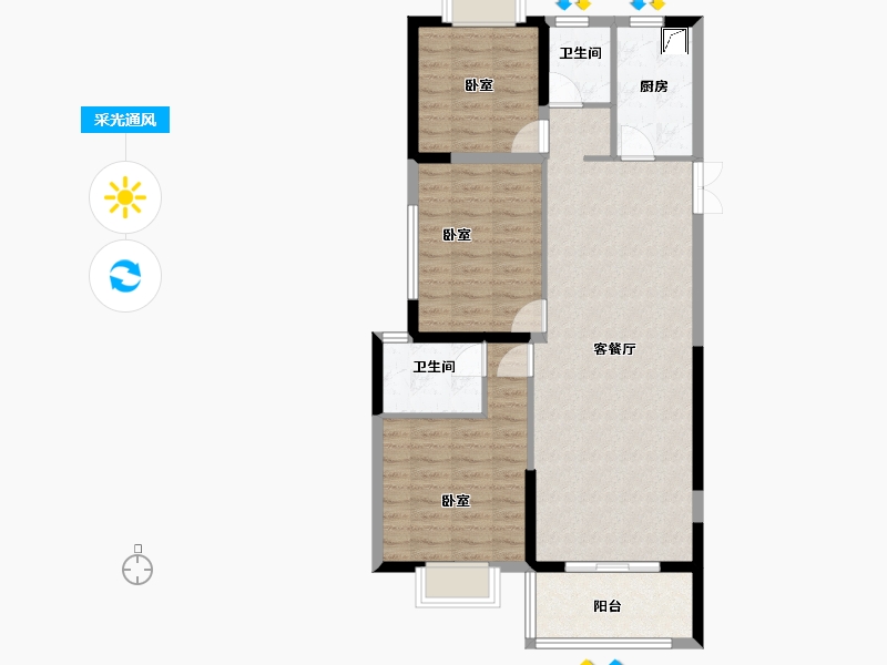 湖南省-岳阳市-福星·龙庭尚府-88.92-户型库-采光通风