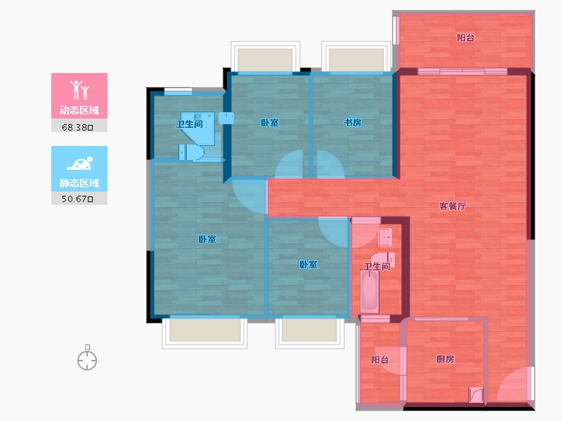 广东省-清远市-清远恒大花溪谷-107.78-户型库-动静分区