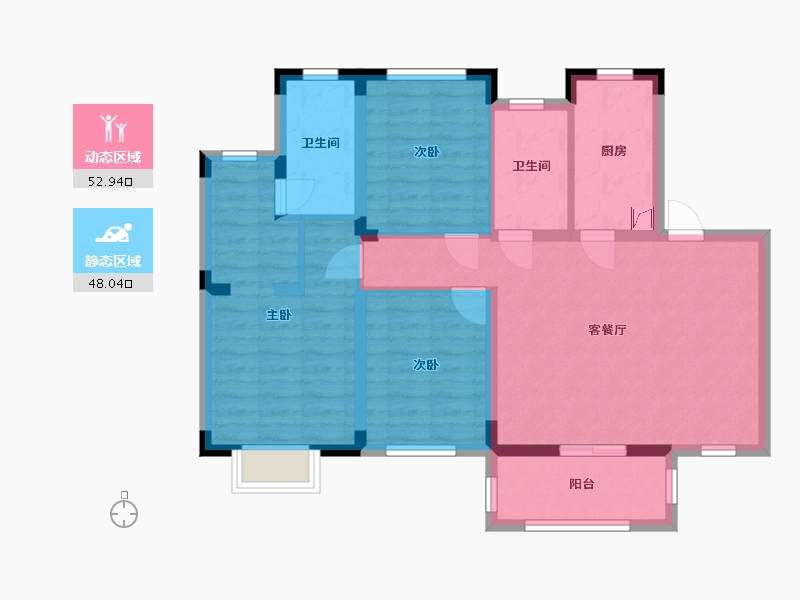 江西省-赣州市-新力帝泊湾二期-89.81-户型库-动静分区