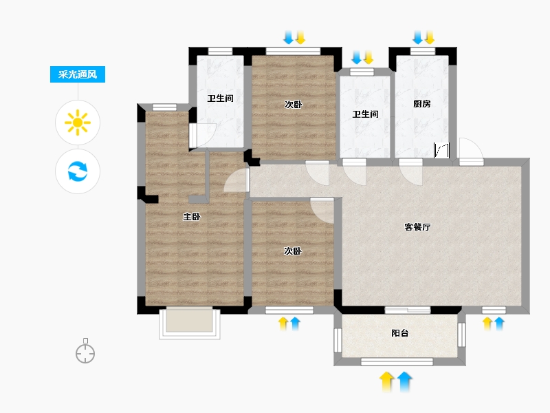 江西省-赣州市-新力帝泊湾二期-89.81-户型库-采光通风