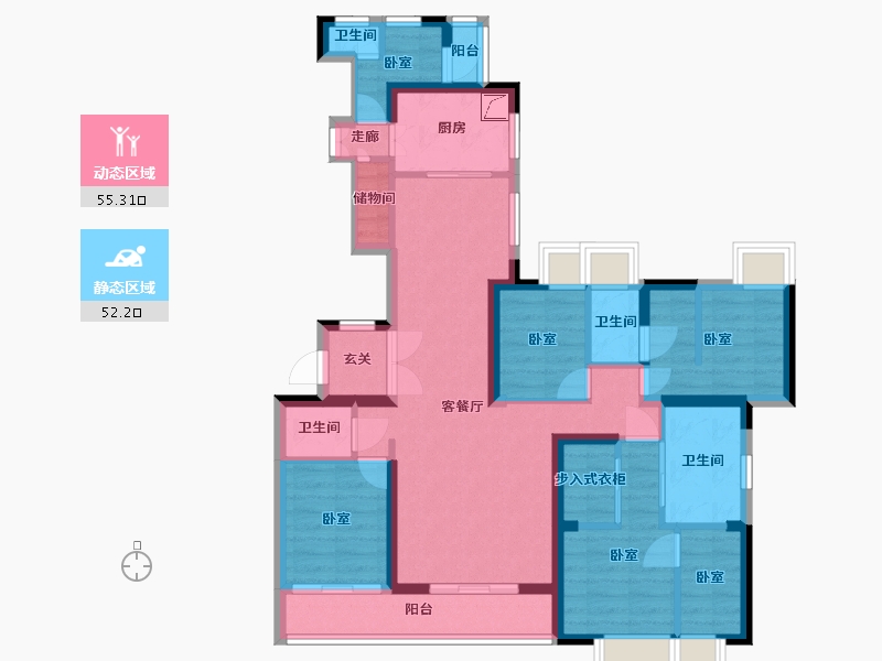 湖北省-武汉市-越秀国际金融汇-93.24-户型库-动静分区