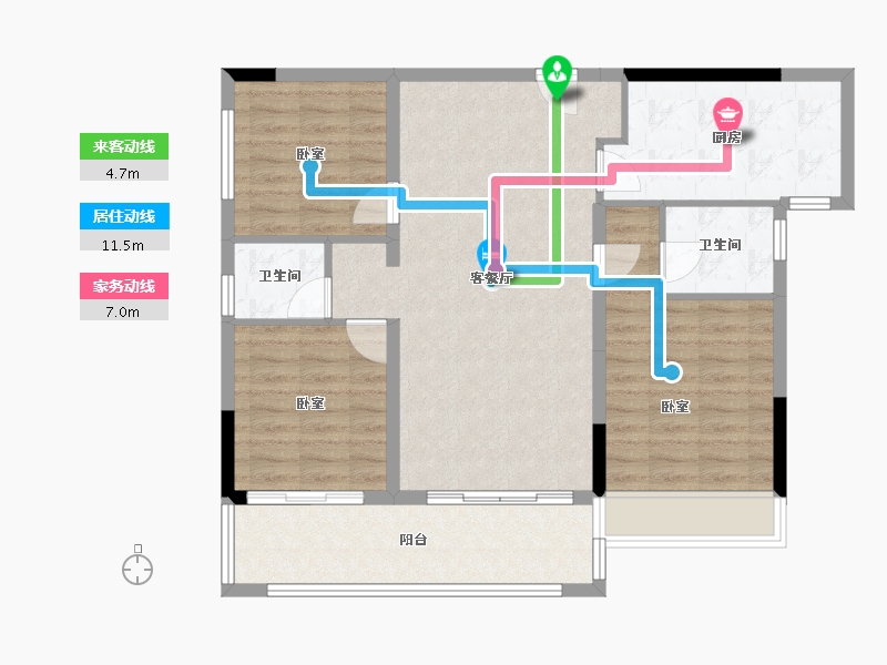 湖南省-岳阳市-御城华府-93.90-户型库-动静线