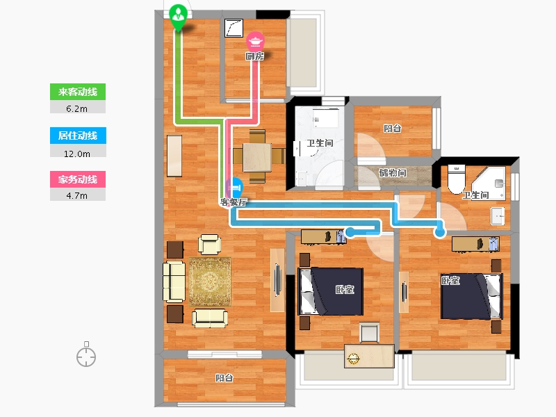 广东省-清远市-碧桂园燕湖里-71.21-户型库-动静线