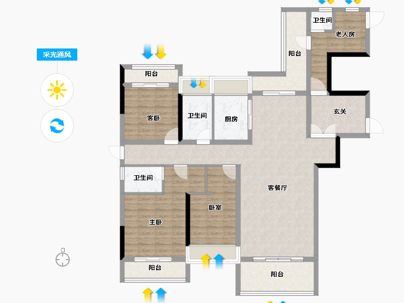 湖南省-娄底市-铁昇·资水原著-129.14-户型库-采光通风