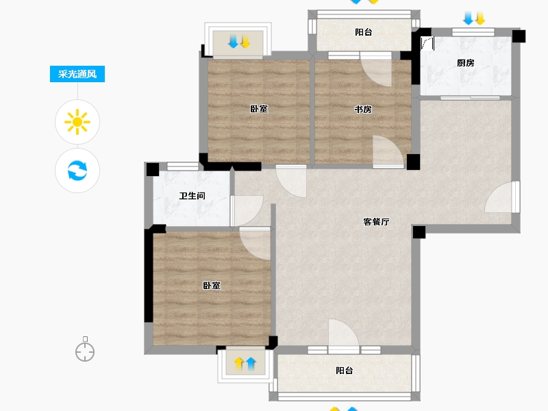 湖北省-武汉市-圣特立国际花园-78.76-户型库-采光通风