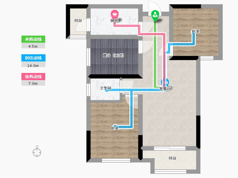 湖南省-长沙市-卓越蔚蓝城邦-60.41-户型库-动静线