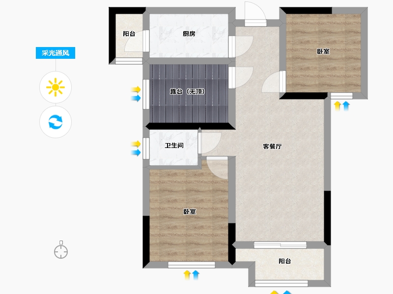 湖南省-长沙市-卓越蔚蓝城邦-60.41-户型库-采光通风