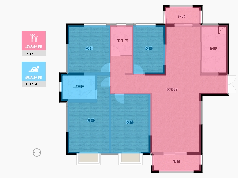 河南省-信阳市-银河湾Ⅱ京九名府-134.00-户型库-动静分区