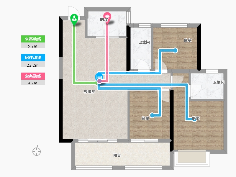 湖南省-岳阳市-水木清华-84.30-户型库-动静线