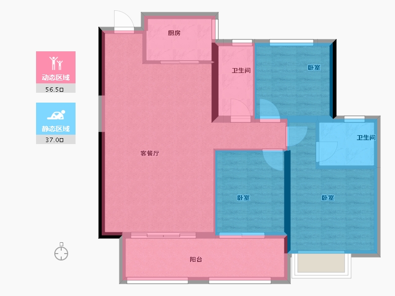 湖南省-岳阳市-水木清华-84.30-户型库-动静分区