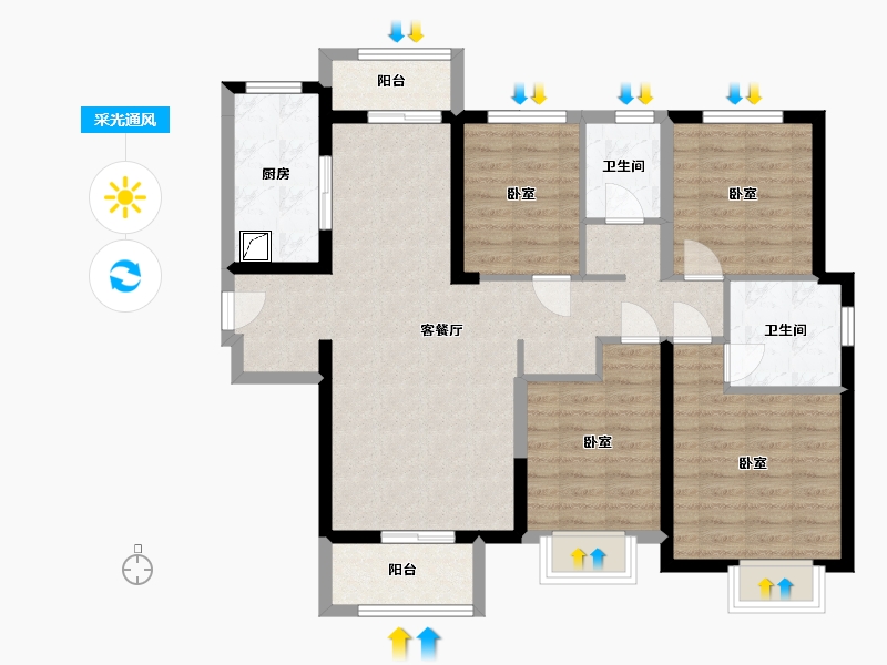 湖北省-武汉市-海尔产城创国际广场住宅-99.25-户型库-采光通风