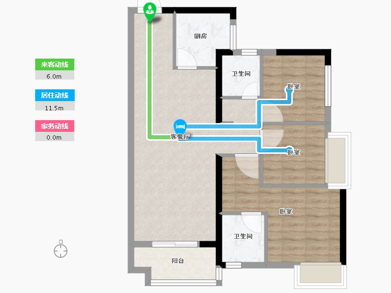 湖南省-长沙市-清控尖山湖-74.00-户型库-动静线