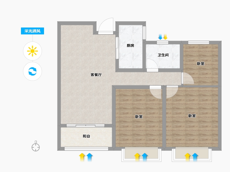 江苏省-南通市-中南世纪花城-89.00-户型库-采光通风