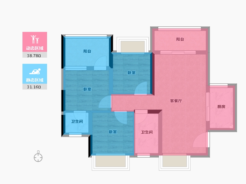 广东省-深圳市-星河荣御三期-61.34-户型库-动静分区