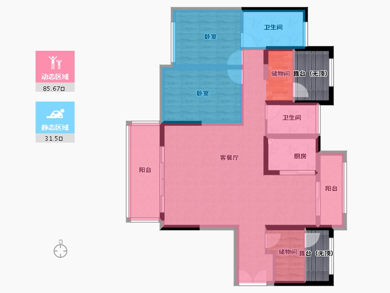 广东省-深圳市-宇宏健康花城知了山-113.41-户型库-动静分区