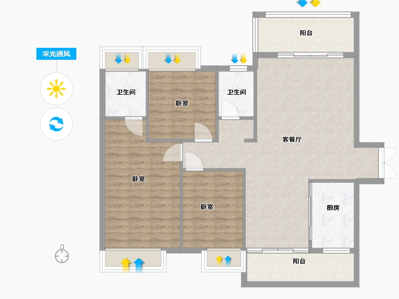 湖南省-郴州市-东禹麓峰春晓-102.28-户型库-采光通风