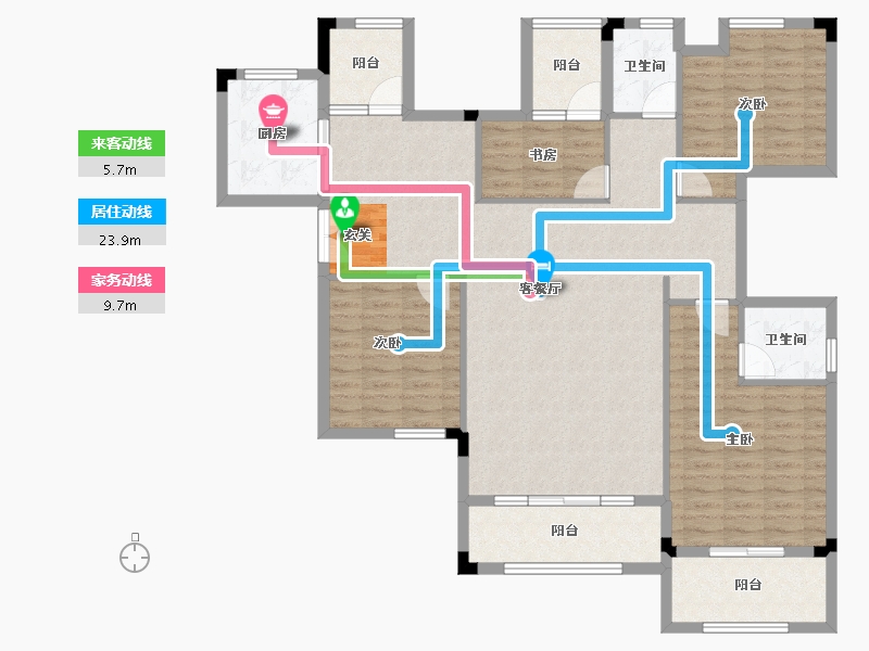 湖南省-长沙市-房聚云台府-130.04-户型库-动静线