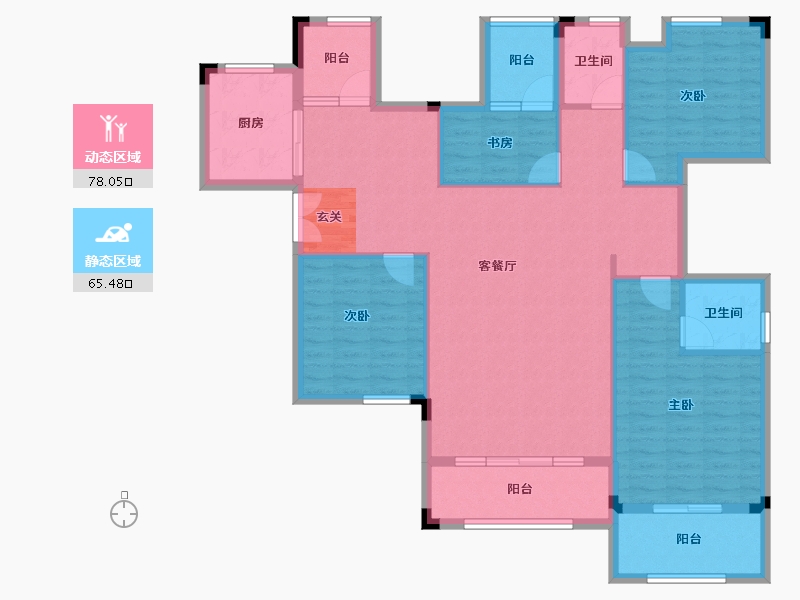 湖南省-长沙市-房聚云台府-130.04-户型库-动静分区