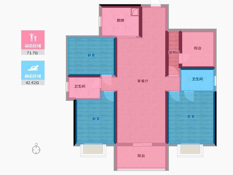 广东省-汕尾市-龙光玖龙府-101.03-户型库-动静分区