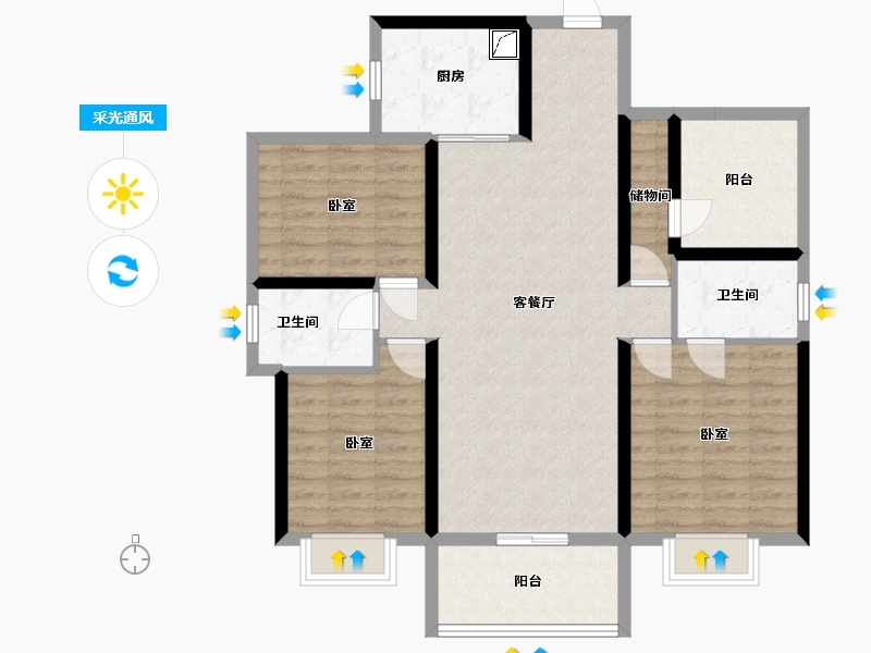 广东省-汕尾市-龙光玖龙府-101.03-户型库-采光通风