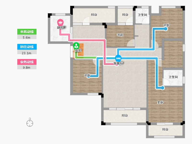 湖南省-长沙市-房聚云台府-136.04-户型库-动静线