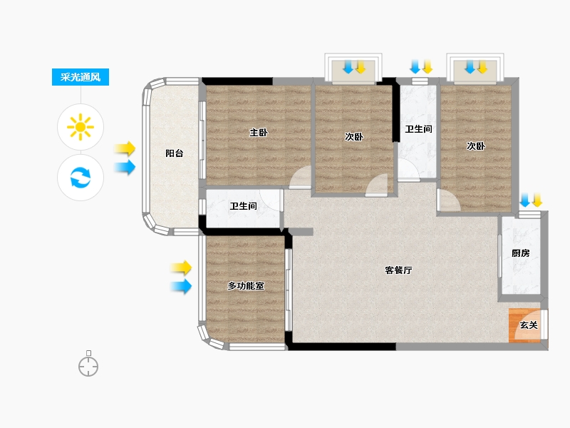 广东省-清远市-江湾明珠-98.98-户型库-采光通风