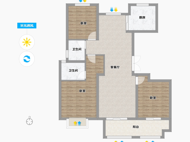 江苏省-南通市-中梁首府-102.00-户型库-采光通风