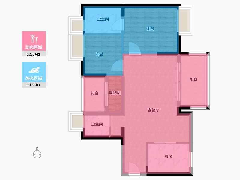 广东省-深圳市-佳兆业盐田城市广场一期-68.04-户型库-动静分区