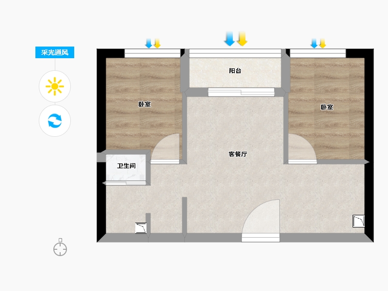 广东省-深圳市-万科云城公寓-33.12-户型库-采光通风