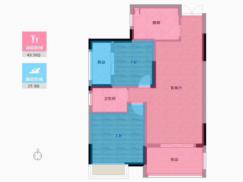 湖南省-长沙市-滨江一号-66.79-户型库-动静分区