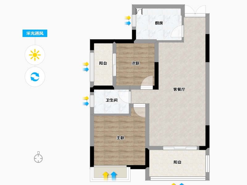 湖南省-长沙市-滨江一号-66.79-户型库-采光通风