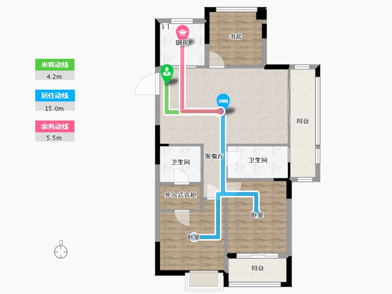 浙江省-嘉兴市-绿城华景川澜园-90.98-户型库-动静线