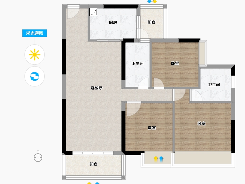 广东省-清远市-恒福山湖峰境-86.89-户型库-采光通风