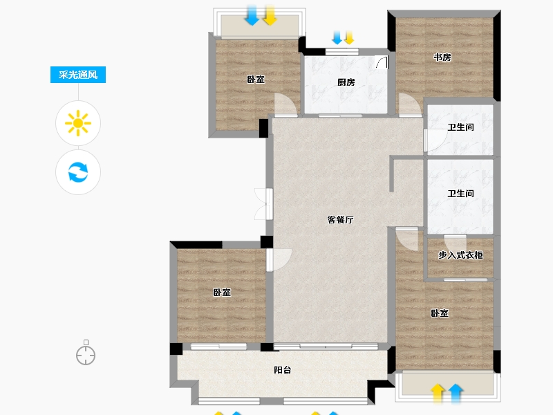 浙江省-嘉兴市-世茂璀璨时代-106.48-户型库-采光通风