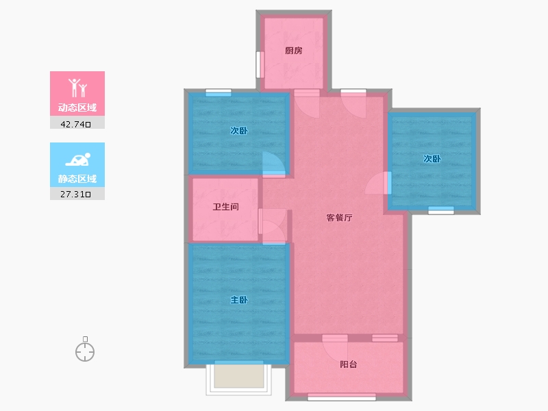 河北省-保定市-清山十里花开-61.42-户型库-动静分区