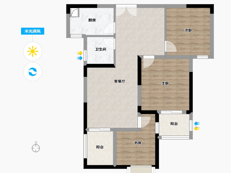 湖南省-长沙市-滨江一号-77.47-户型库-采光通风