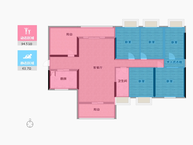 广东省-汕尾市-龙光玖龙府-141.61-户型库-动静分区