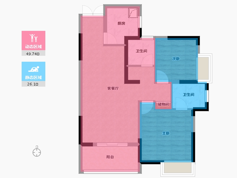 湖南省-长沙市-滨江一号-66.82-户型库-动静分区