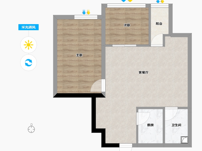 湖南省-长沙市-滨江一号-54.04-户型库-采光通风