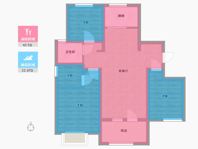 河北省-保定市-清山十里花开-66.69-户型库-动静分区