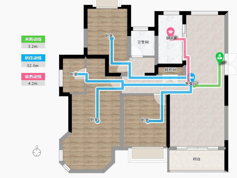 江苏省-南通市-中南世纪花城-100.57-户型库-动静线