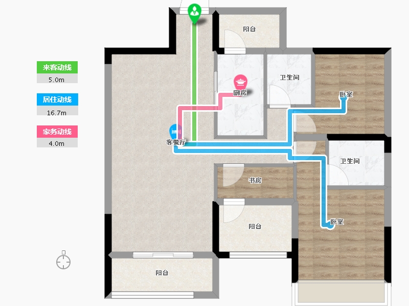 湖南省-岳阳市-恒大御景湾-84.44-户型库-动静线