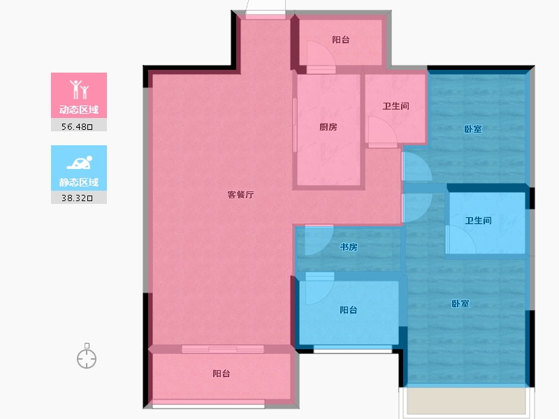 湖南省-岳阳市-恒大御景湾-84.44-户型库-动静分区